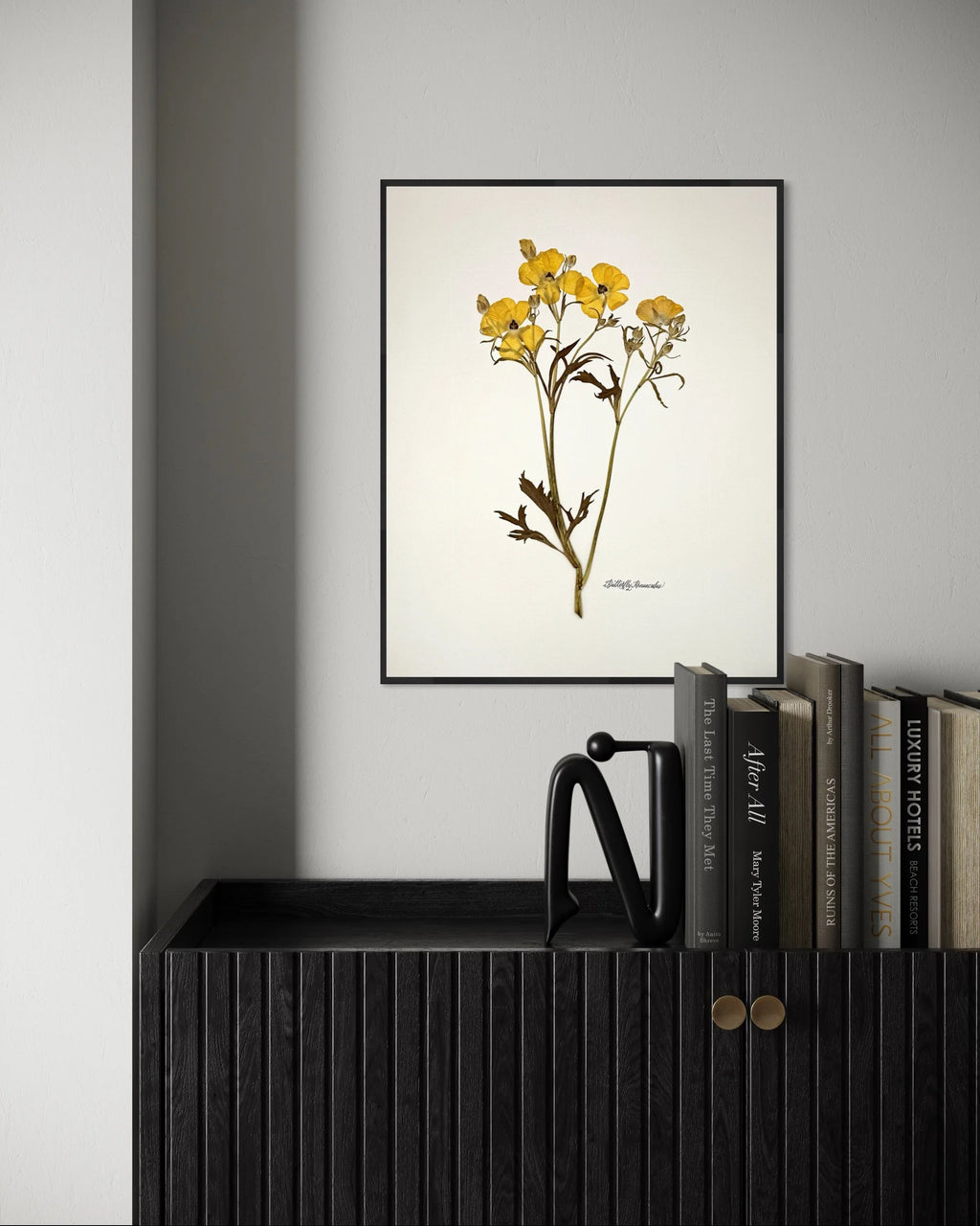 Yellow Butterfly Ranunculus on Ivory