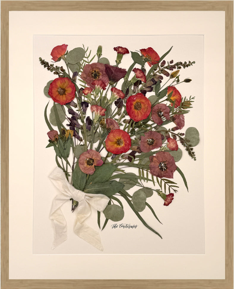 20x24 Framed + Matted Preserved Bouquet (from photo) with Wood Frame