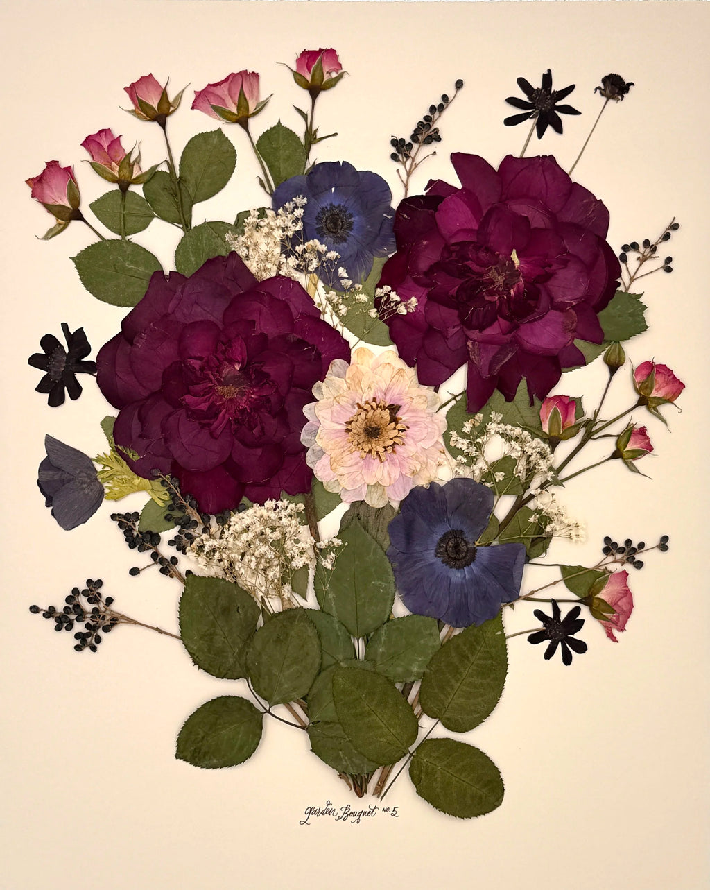 20x24 Framed + Matted Preserved Bouquet (from original fresh flower bouquet) with Wood Frame