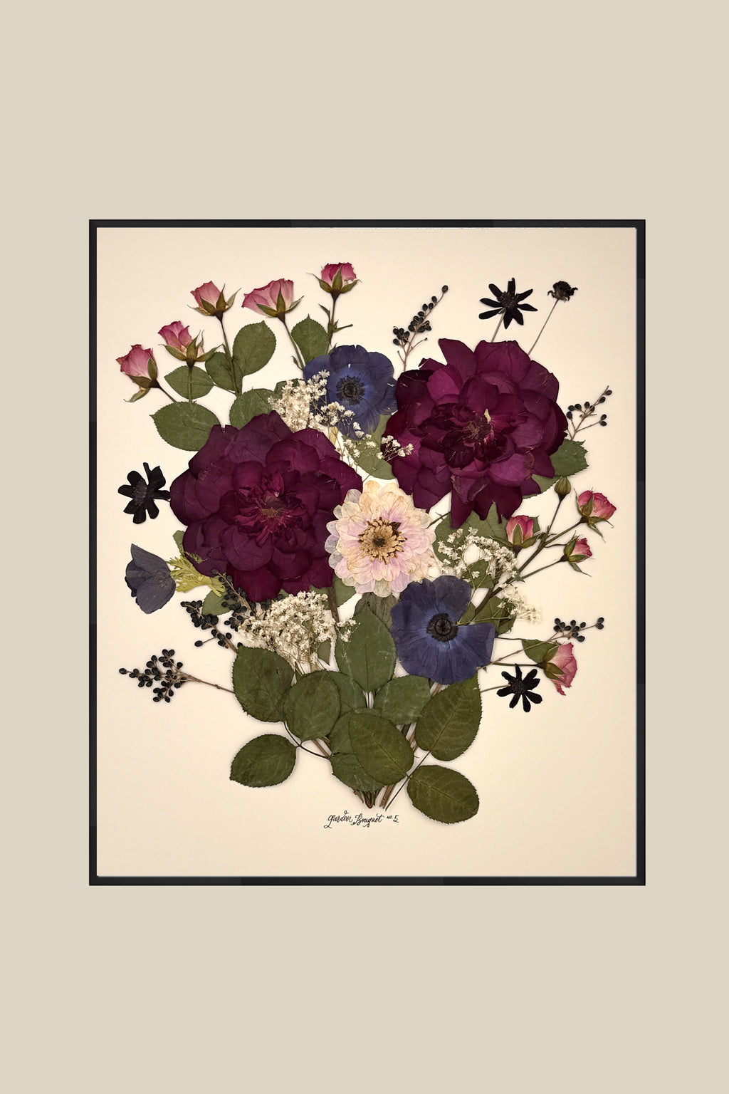 16x20 Framed Preserved Bouquet (from original fresh bouquet) with Thin Modern Metal Frame