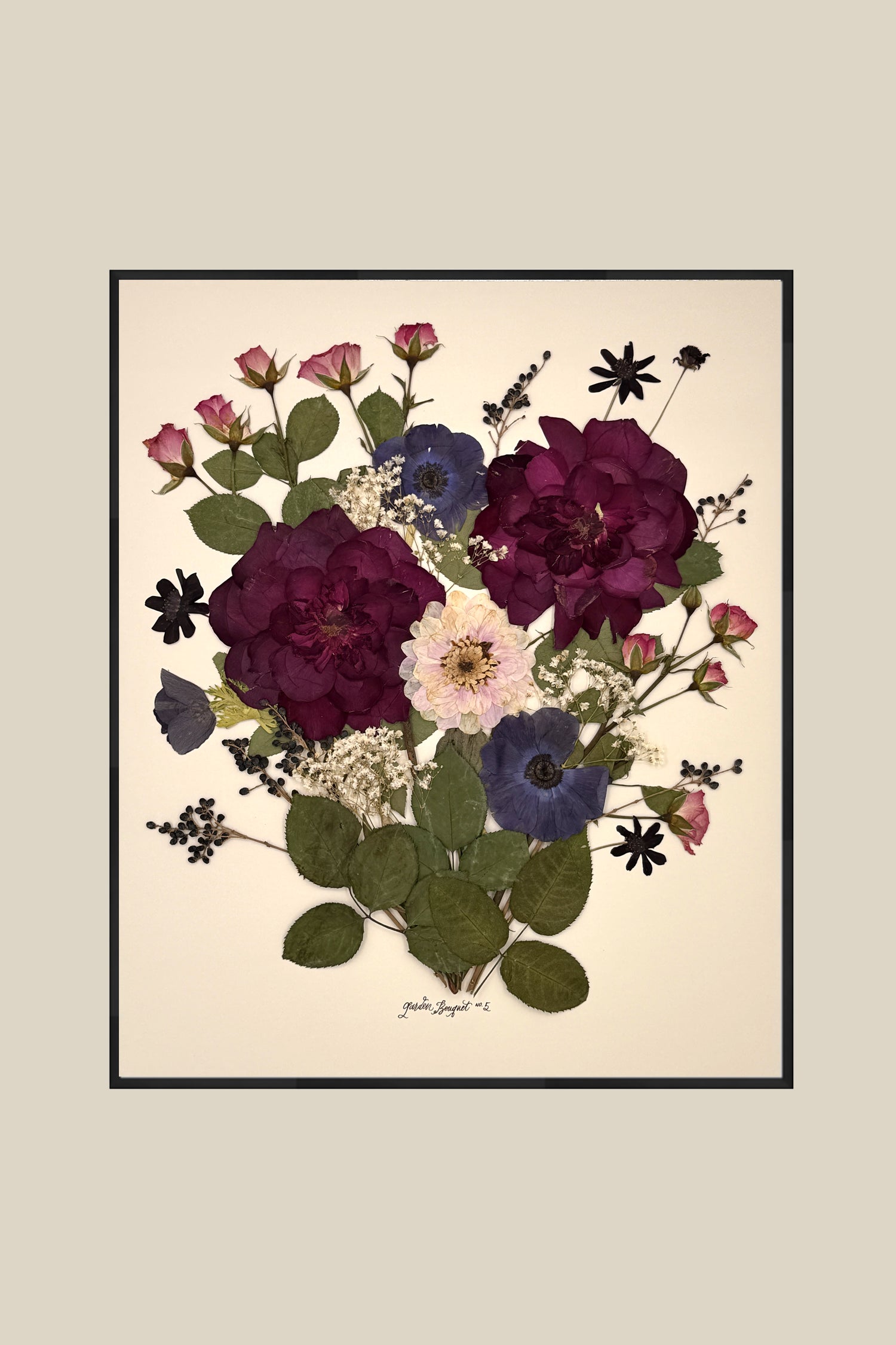 16x20 Framed Preserved Bouquet (from original fresh bouquet) with Thin Modern Metal Frame