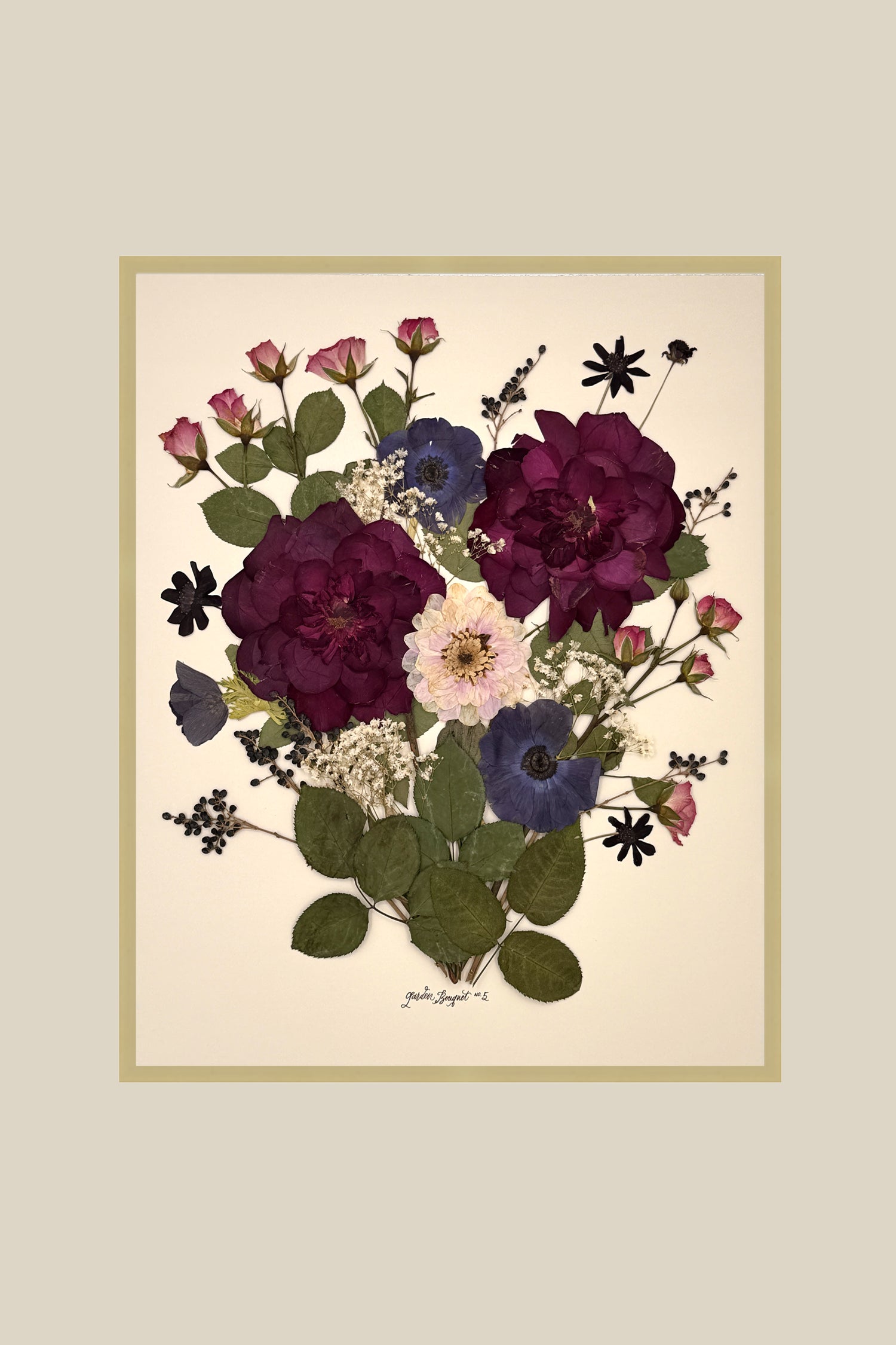 16x20 Framed Preserved Bouquet (from original fresh bouquet) with Thin Modern Metal Frame