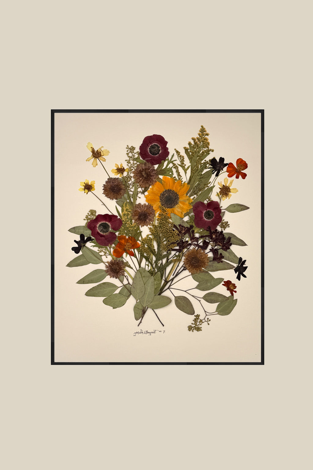 16x20 Framed Preserved Bouquet (from original fresh bouquet) with Thin Modern Metal Frame