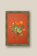 Orange Pansies with Roots Framed