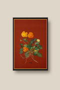 Pansies with Roots on Rust Framed