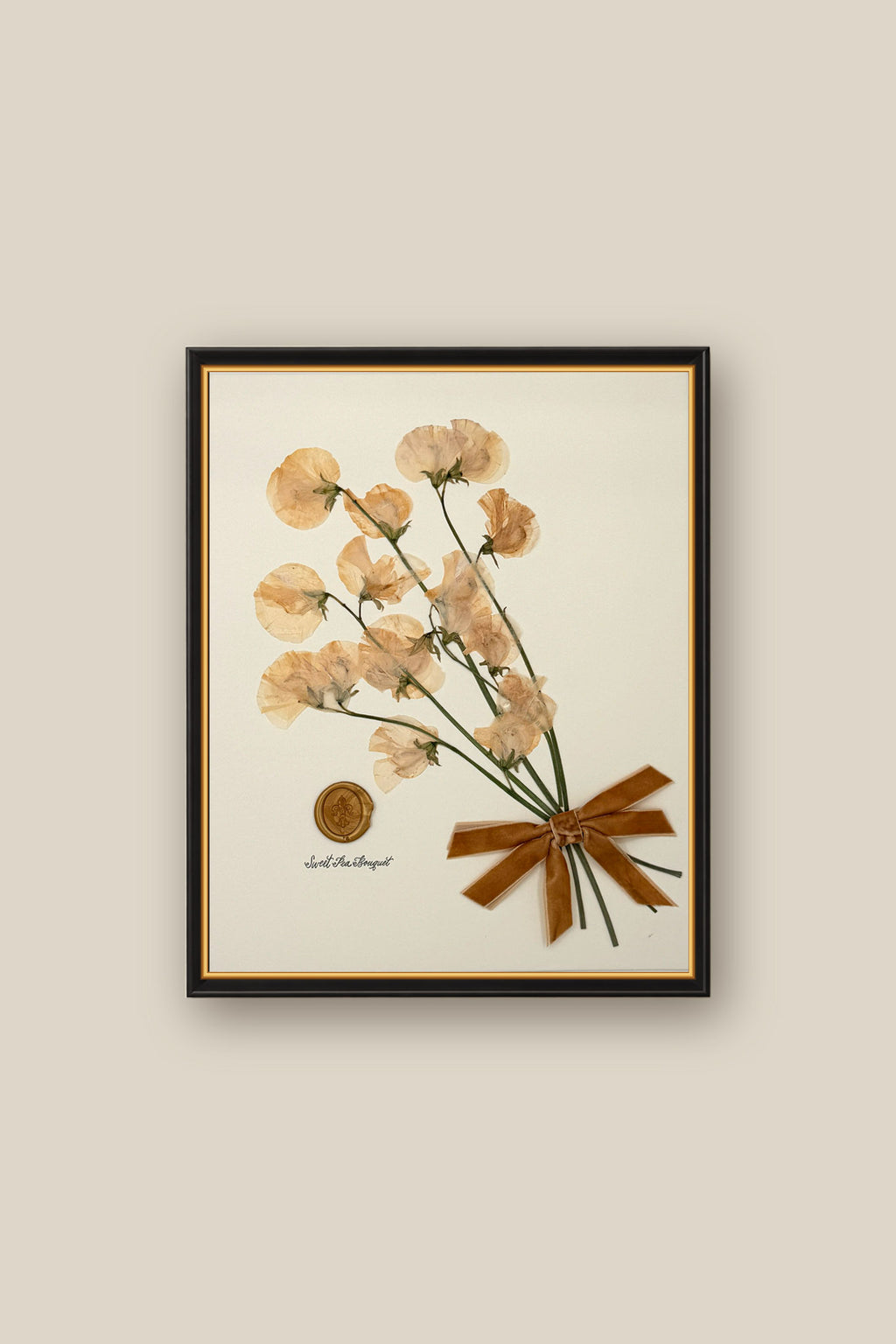 Sweet Pea Bouquet with Bow Framed