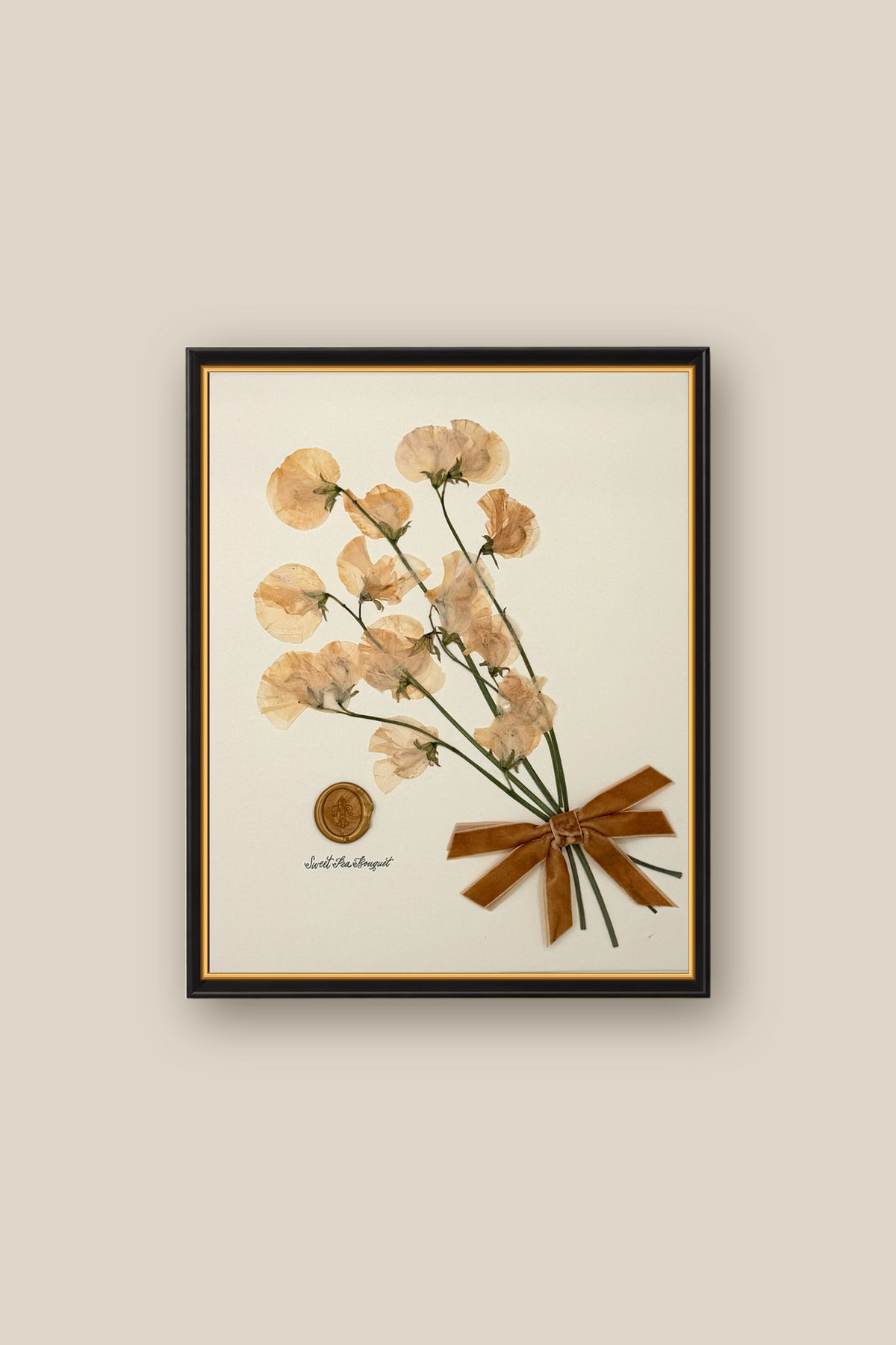 Sweet Pea Bouquet with Bow Framed