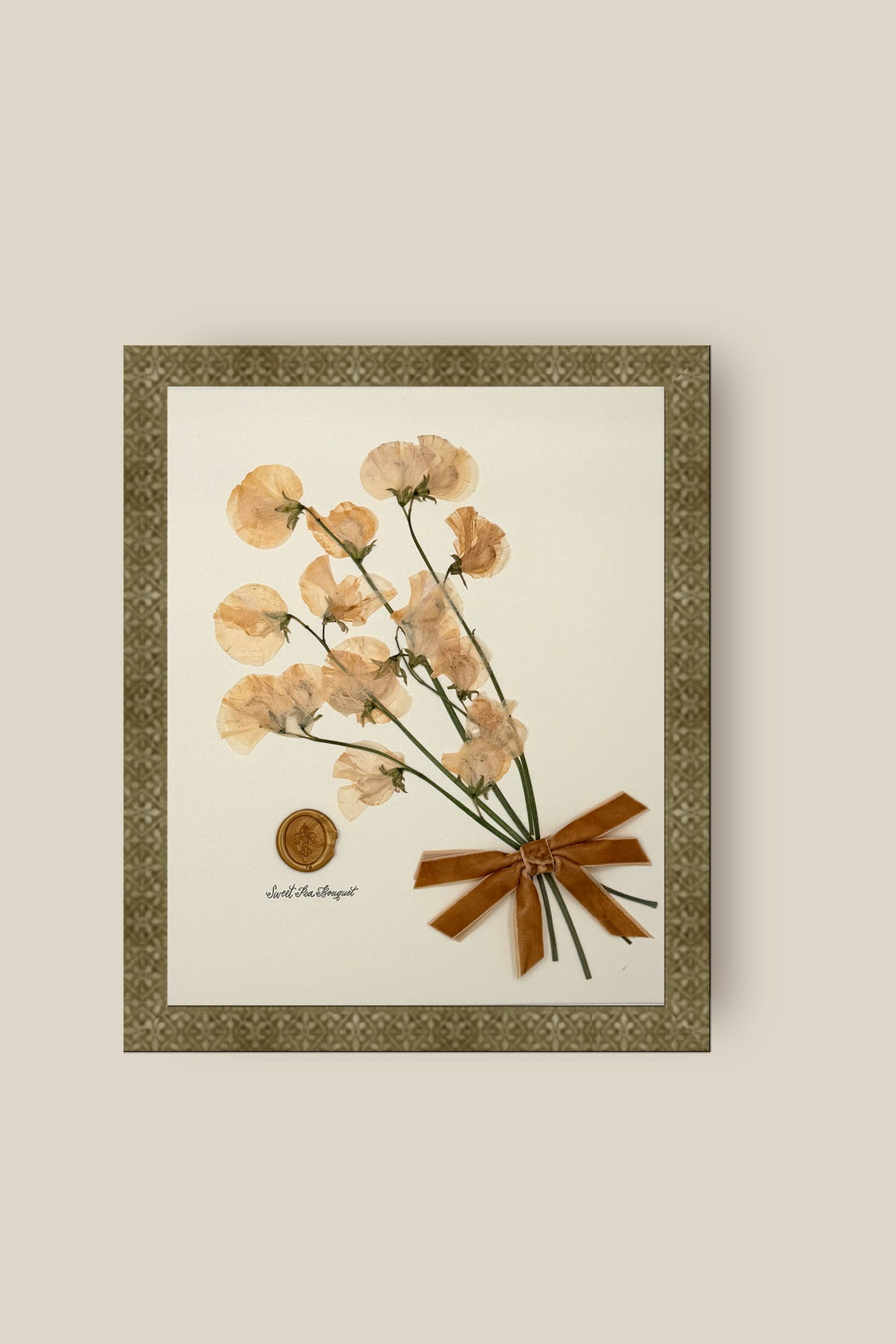 Sweet Pea Bouquet with Bow Framed