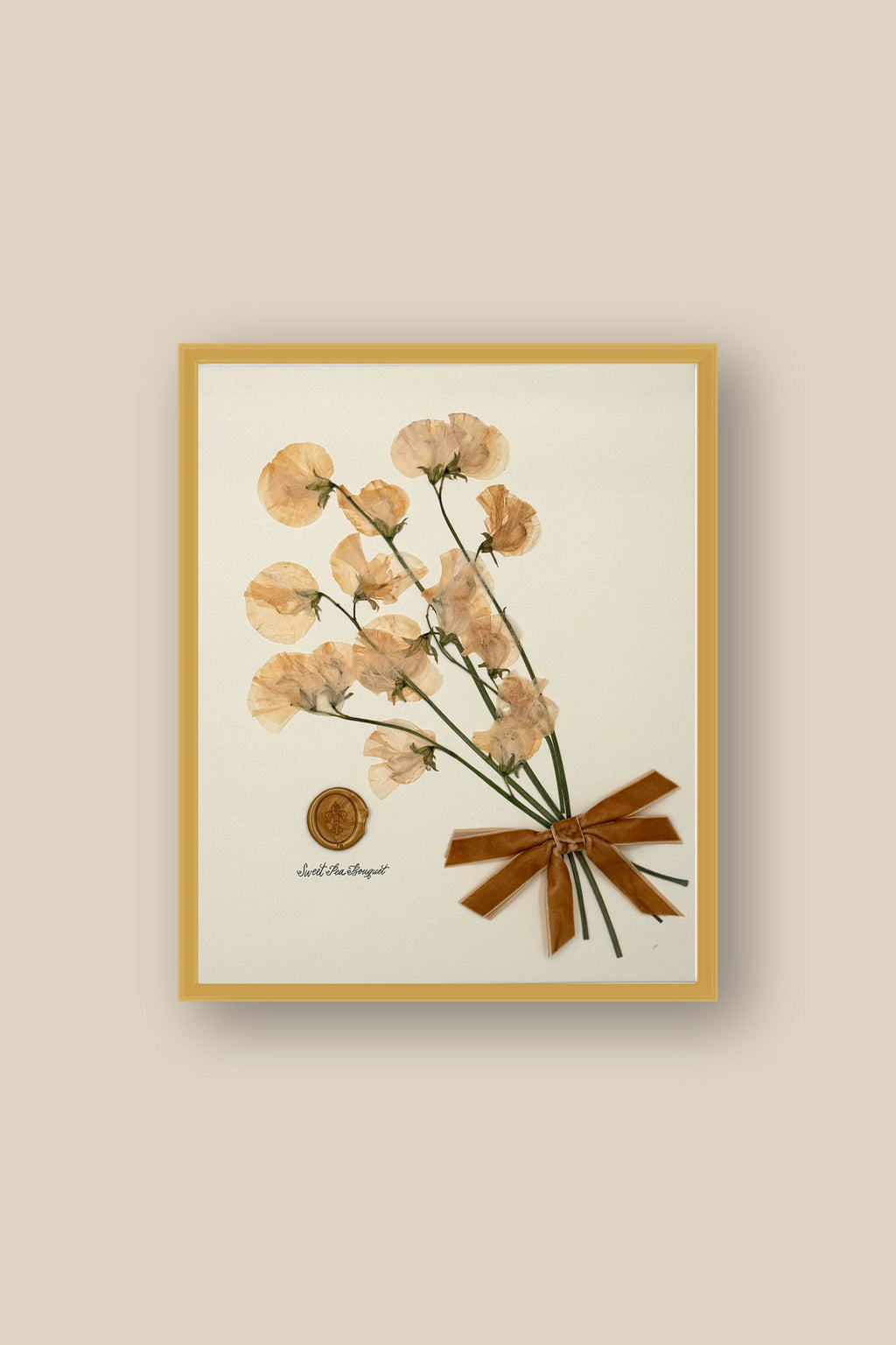 Sweet Pea Bouquet with Bow Framed