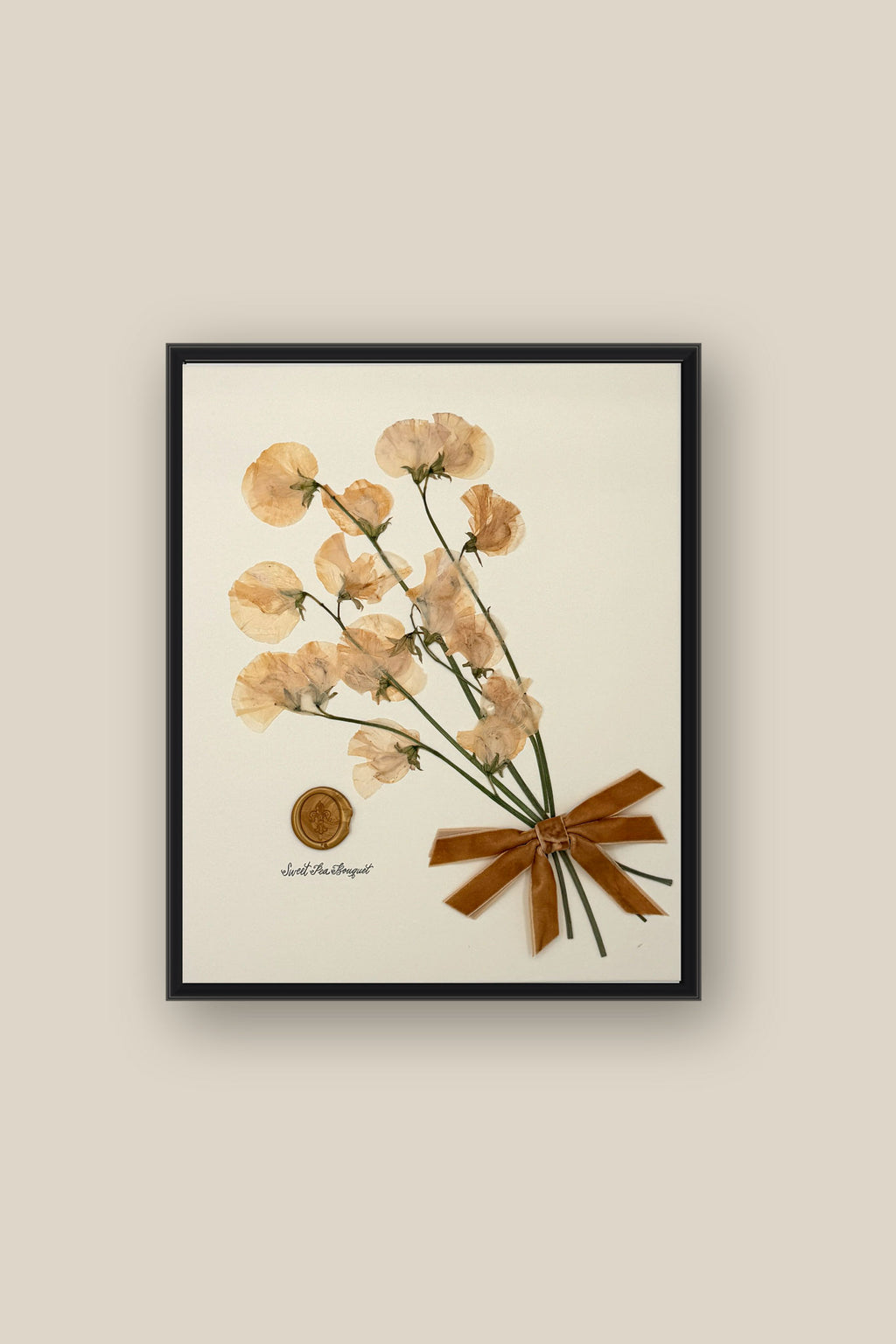 Sweet Pea Bouquet with Bow Framed