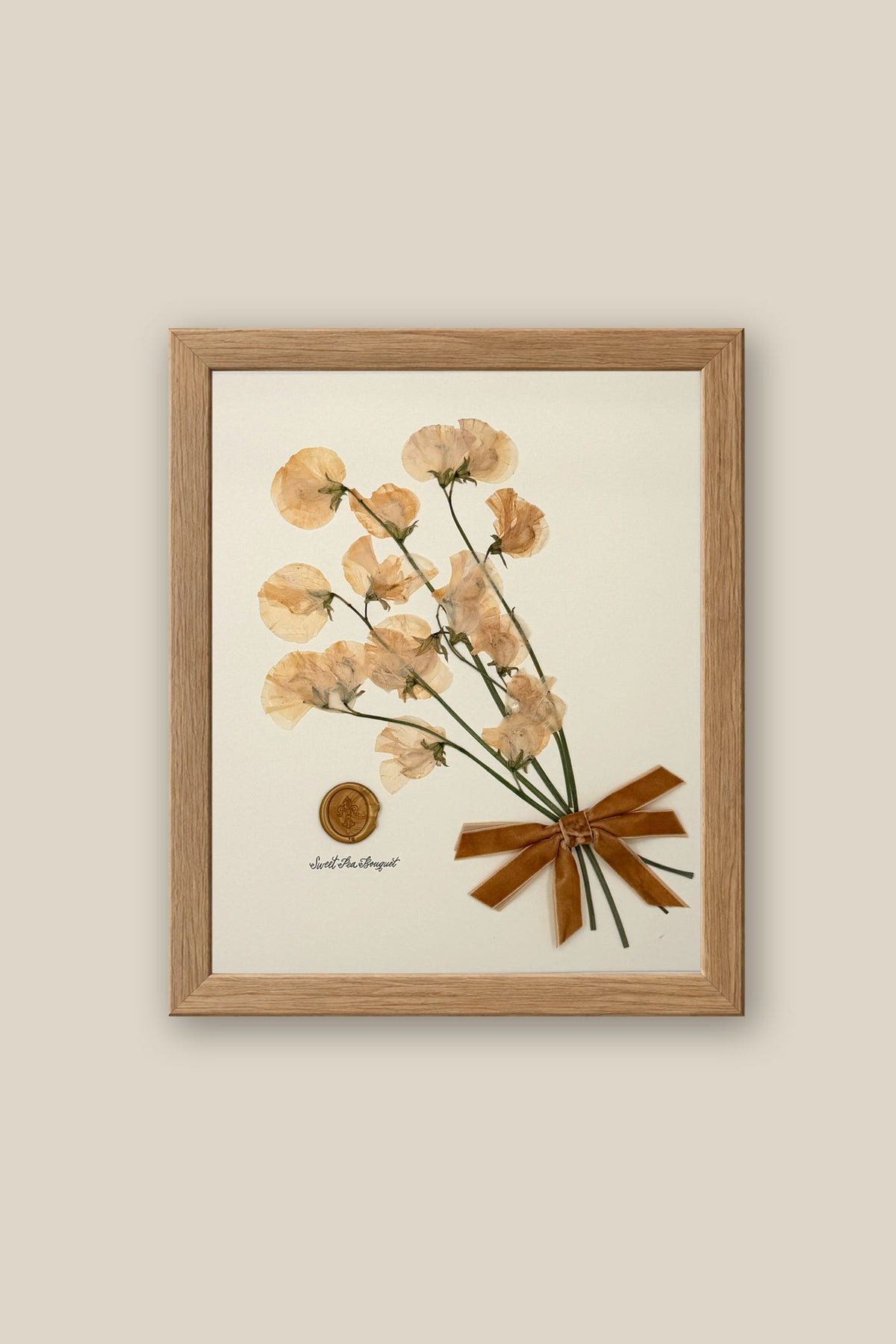 Sweet Pea Bouquet with Bow Framed