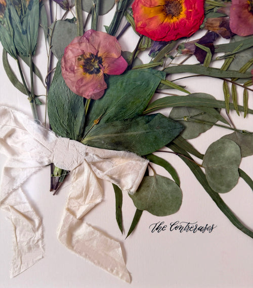 20x24 Framed + Matted Preserved Bouquet (from photo) with Metal Frame