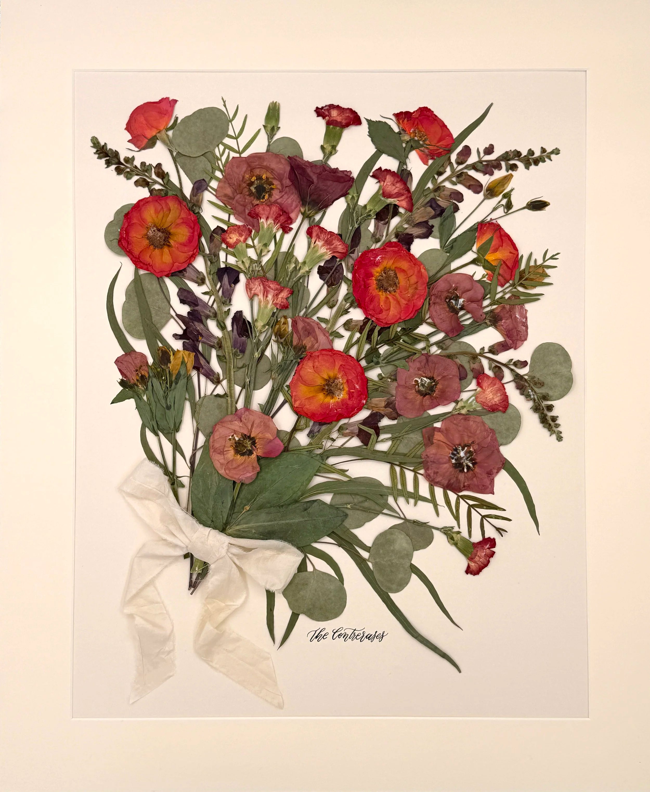 20x24 Framed + Matted Preserved Bouquet (from photo) with Wood Frame
